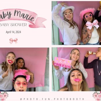 Photo Fun PhotoBooth - Baby shower themed background, customed with baby's name - Photo Booth Rentals Near Me