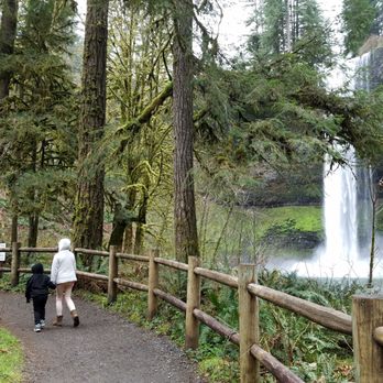 Silver Falls State Park - South Falls. View from bottom - Hiking Near Me - Sublimity, Oregon Silver Falls State Park - South Falls. View from bottom - Hiking Near Me - Sublimity, Oregon