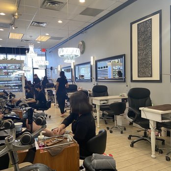 Organic Nail Bar - From the back corner. Row of pedicure stations (8) and row of manicures stations (7) - Nail Salons Near Me - Fairfax, Virginia Organic Nail Bar - From the back corner. Row of pedicure stations (8) and row of manicures stations (7) - Nail Salons Near Me - Fairfax, Virginia