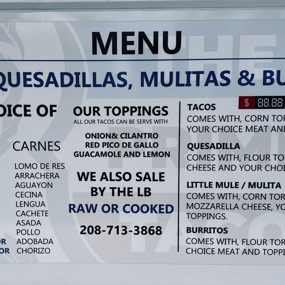 Prime Taco - The Prime Taco Menu - Mexican Near Me - Boise, Idaho Prime Taco - The Prime Taco Menu - Mexican Near Me - Boise, Idaho