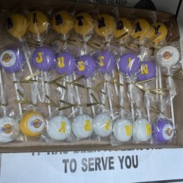 Laker theme cakepops Laker theme cakepops