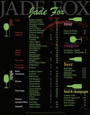 Menu photo 6 Jade Fox Lounge Lakeland, FL Menu photo 6 Jade Fox Lounge Lakeland, FL