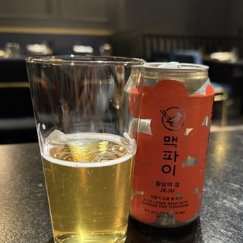 MOA Korean BBQ & Bar - Jeju Beer (rice lager with orange and tangerine) - Barbeque Near Me - Charlotte, North Carolina
