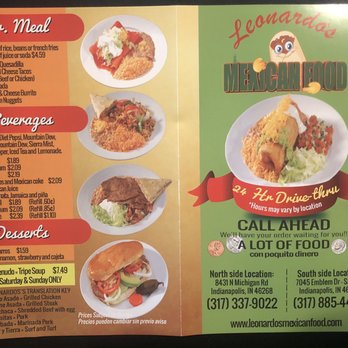 Leonardo's Mexican Food - Menu - Mexican Near Me - Indianapolis, Indiana