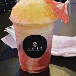 Pineapple and strawberry raspado