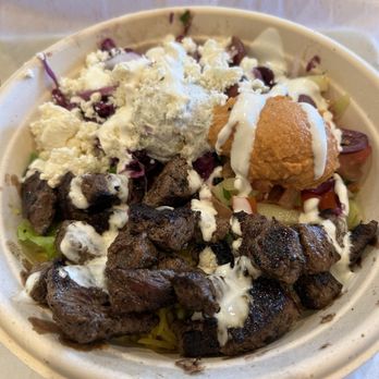 The Kebab Shop - Steak bowl with saffron rice. - Halal Near Me - La Jolla, California The Kebab Shop - Steak bowl with saffron rice. - Halal Near Me - La Jolla, California