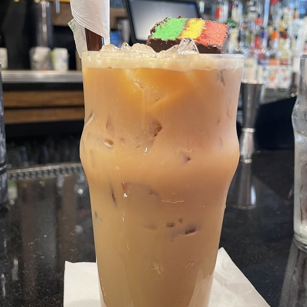The Villager - Rainbow cookie iced coffee! So good  Taste like a rainbow cookie that's a very sweet thing. A few nice ingredients . - New American Near Me - Babylon, New York