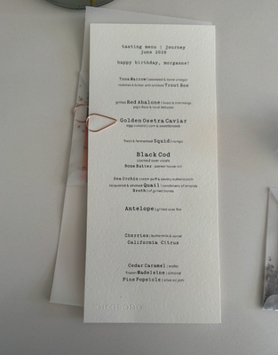 Menu photo 1 Birdsong San Francisco, CA Menu photo 1 Birdsong San Francisco, CA