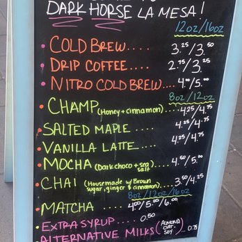 Dark Horse Coffee Roasters - Menu - Coffee & Tea Near Me - La Mesa, California