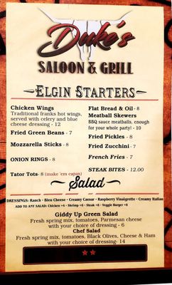 Menu photo 1 Duke's Saloon and Grill Elgin, OR