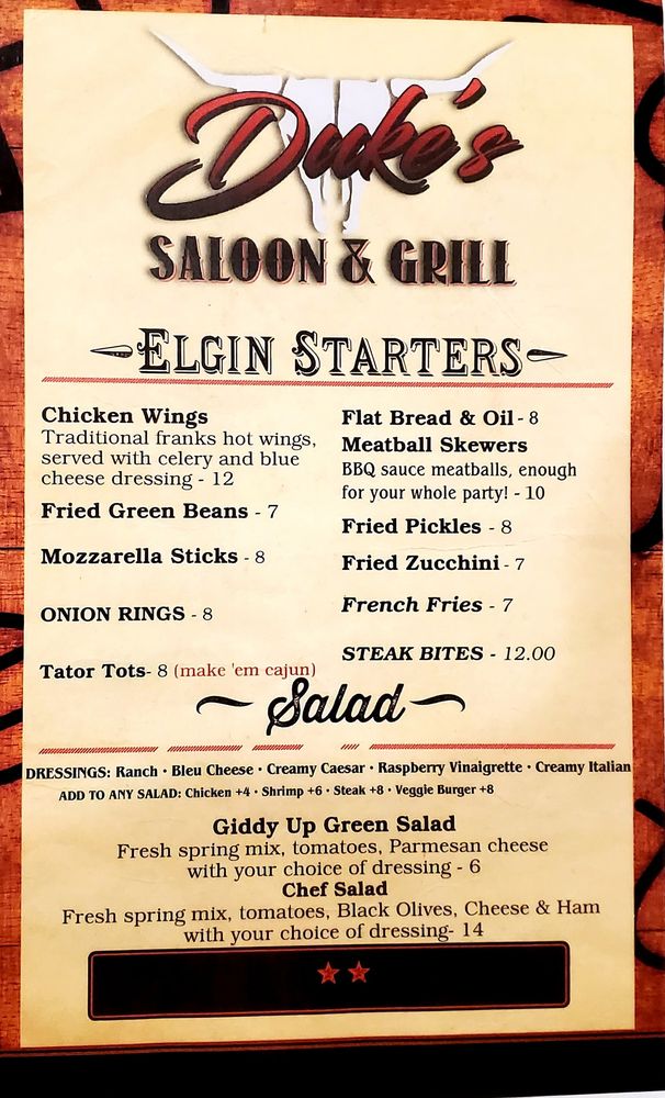 DUKE’S SALOON AND GRILL Updated October 2024 35 N 8th St, Elgin