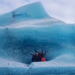 Mako's Water Taxi - Happy Hikers in Grewingk Glacier Blue Ice