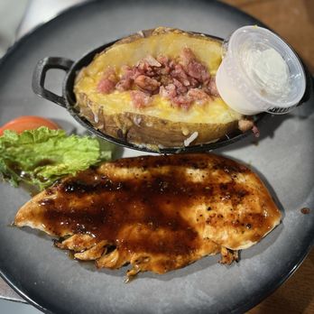 The Social View - Teriyaki chicken with a baked potato. - Burgers Near Me - Indianapolis, Indiana