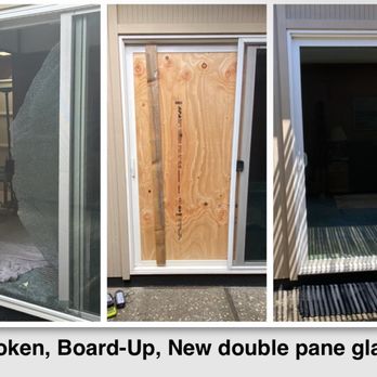 A D Window Services - After a burglary, cleaned up glass and boarded up door and replaced with new glass. - Handyman Near Me