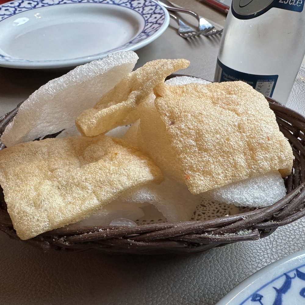Complimentary shrimp chips Complimentary shrimp chips
