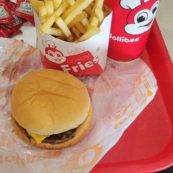 Jollibee - Cheese burger, fry and coke. Burger has no condiments in it. - Chicken Shop Near Me - Ontario, California