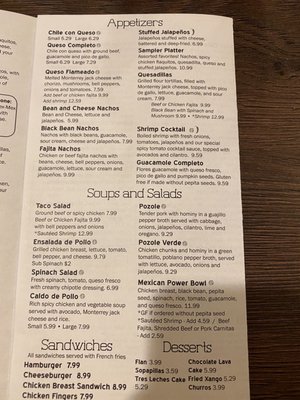 Menu photo 4 Flores Mexican Restaurant Dripping Springs, TX