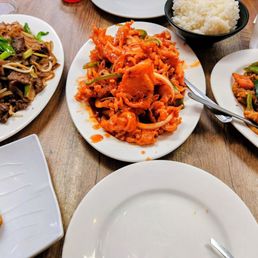 Egg Rolls (already ate 2), Beef Chow Fun, Dragon Bite Special Chicken & Szechuan Shrimp with Chicken.