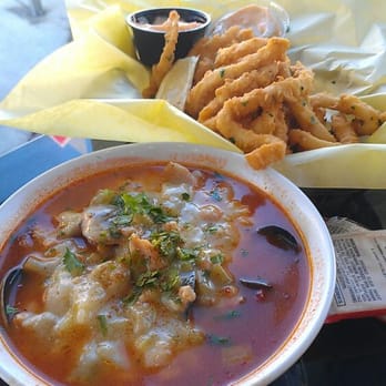 Roe Seafood Restaurant - 1/2 and 1/2 stew (today no fish?) And Calamari fries, yum. - Seafood Near Me - Long Beach, California Roe Seafood Restaurant - 1/2 and 1/2 stew (today no fish?) And Calamari fries, yum. - Seafood Near Me - Long Beach, California