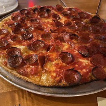 Good Old Days Pizza - Thin Pepperoni Pizza - Pizza Near Me - Newtown, Connecticut Good Old Days Pizza - Thin Pepperoni Pizza - Pizza Near Me - Newtown, Connecticut