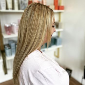 AKA  - Blonde me up! This Full highlight and beautiful fourteen inch extensions was done by our wonderful owner Kelsey! - Hair Salons Near Me - Costa Mesa, California