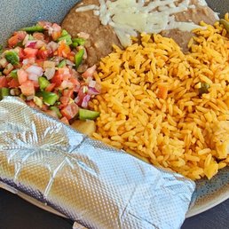 The rice, beans, pico & tortillas for my husband's meal. The rice, beans, pico & tortillas for my husband's meal.