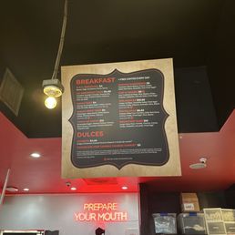 Menu for breakfast Menu for breakfast