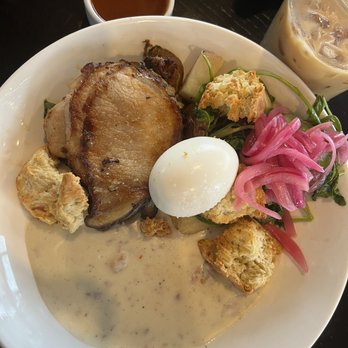 MudPenny - weekend brunch menu item pork sausage gravy - New American Near Me - Ada, Michigan