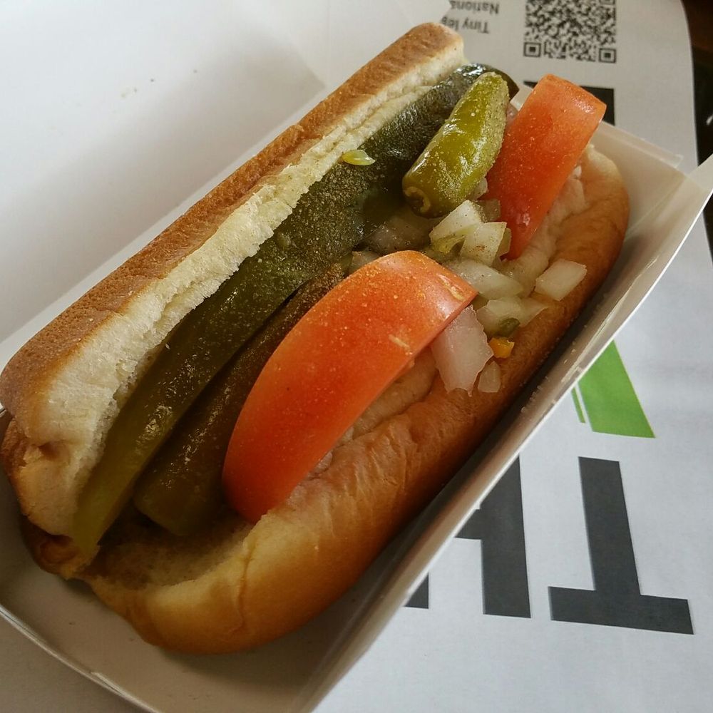 Their version of a Chicago hot dog. Their version of a Chicago hot dog.