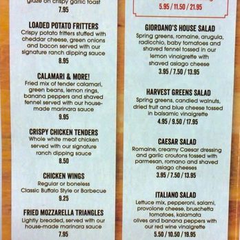 Giordano's - Appetizer and Salad Menu - Pizza Near Me - Columbus, Ohio