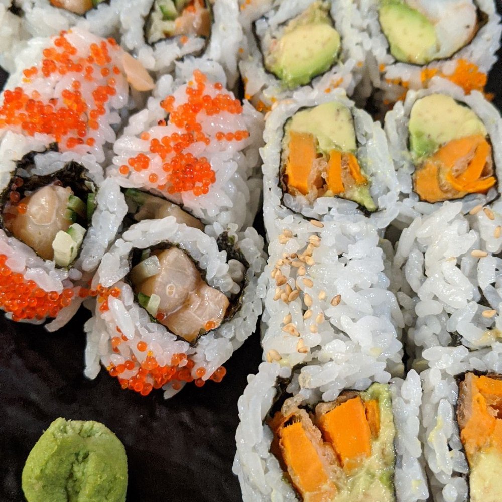 Shiro - Scallop rolls, avocado-yam & California w/ real crab meat - Japanese Near Me - Vancouver, British Columbia Shiro - Scallop rolls, avocado-yam & California w/ real crab meat - Japanese Near Me - Vancouver, British Columbia