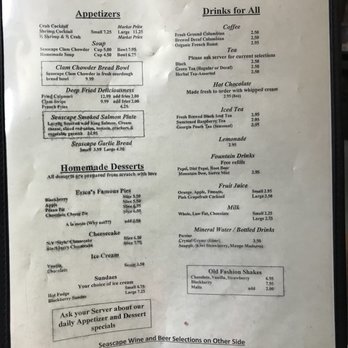 Seascape Restaurant - Appetizer menu - Seafood Near Me - Trinidad, California Seascape Restaurant - Appetizer menu - Seafood Near Me - Trinidad, California
