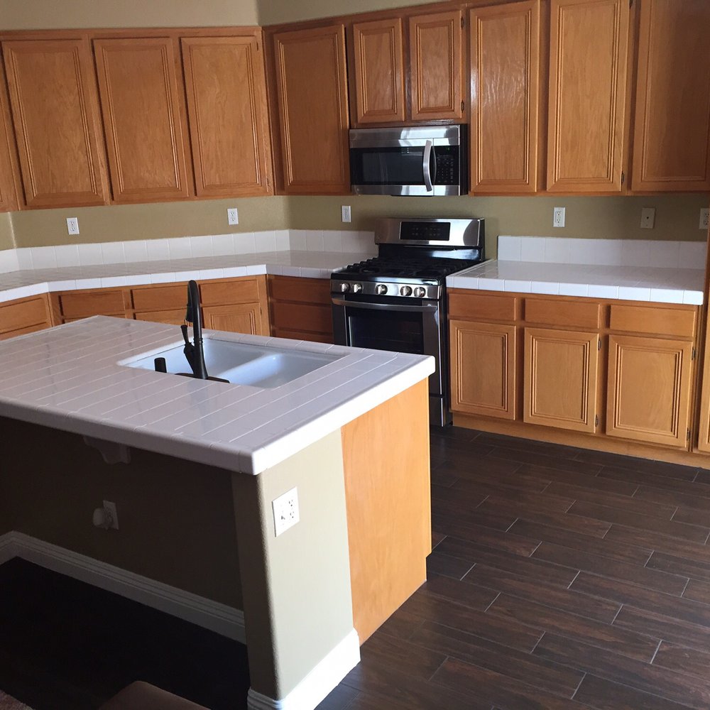 Stone Tech - Before: my boring kitchen with plain white tile - Kitchen & Bath Near Me - Temecula, California