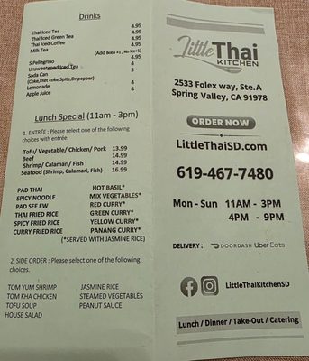 Menu photo 3 Little Thai Kitchen Spring Valley, CA