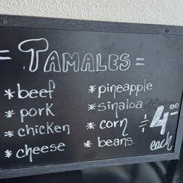 Tamales menu