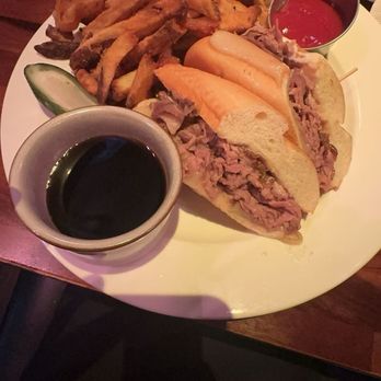 Marlow's Tavern - Fries and Swiss/rib sandwich. - New American Near Me - Cumming, Georgia