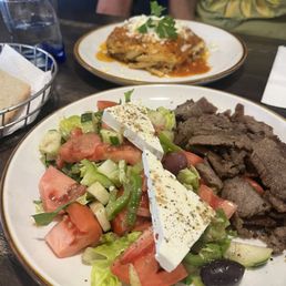Gyro meat salad w fresh Feta & then Pastitsio
