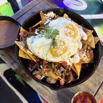 Tempo Cantina - Carne asada chilaquiles with red sauce - New American Near Me - Brea, California Tempo Cantina - Carne asada chilaquiles with red sauce - New American Near Me - Brea, California