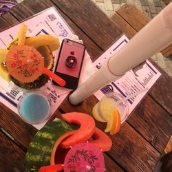 Fishheads - Pina colado in a pina and virgin watermelon slush in a watermelon. And more.