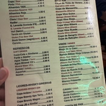 La Sitarilla - Final menu side. - Tapas/Small Plates Near Me - Granada, GR