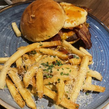 Eureka! - Jalapeño Egg Burger with Truffle cheese fries! - American Near Me - Las Vegas, Nevada Eureka! - Jalapeño Egg Burger with Truffle cheese fries! - American Near Me - Las Vegas, Nevada
