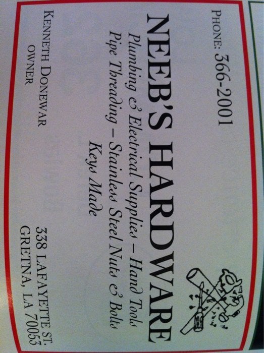 NEEB’S HARDWARE Updated June 2024 338 Lafayette St, Gretna