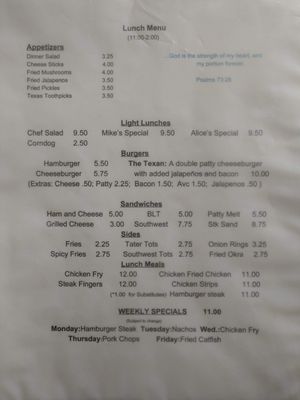 Menu photo 2 Ol' Joe's Cafe Ackerly, TX
