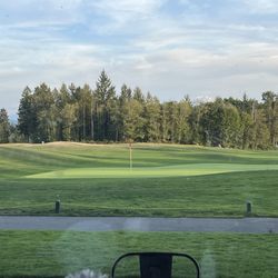 Druids Glen Golf Club - 18th hole. Views from inside restaurant