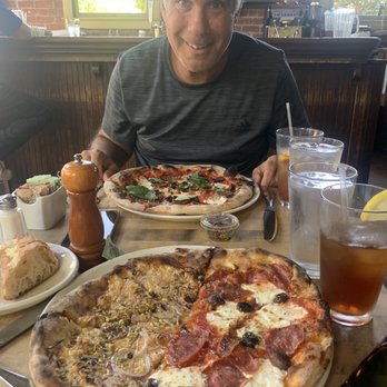 Pizzeria Bianco - Half Rosa/Half Sonny Boy in the foreground. Sausage for my hubby. - Pizza Near Me - Phoenix, Arizona Pizzeria Bianco - Half Rosa/Half Sonny Boy in the foreground. Sausage for my hubby. - Pizza Near Me - Phoenix, Arizona