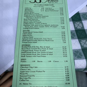 J.G. Melon - Menu (5/10/2019) - American Near Me - New York, New York