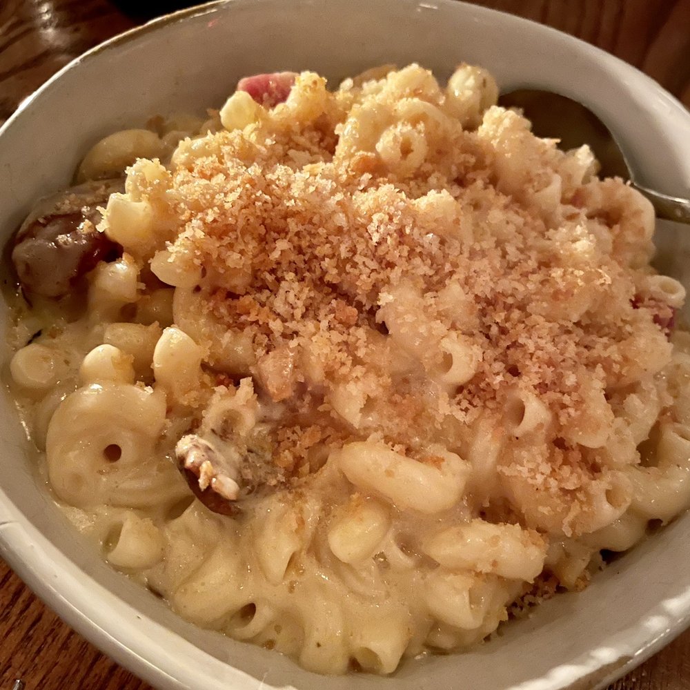 District Kitchen & Bar - MAC & CHEESE pancetta, smoked gouda, roasted tomato, panko Must get!! - New American Near Me - Pittsfield, Massachusetts District Kitchen & Bar - MAC & CHEESE pancetta, smoked gouda, roasted tomato, panko Must get!! - New American Near Me - Pittsfield, Massachusetts