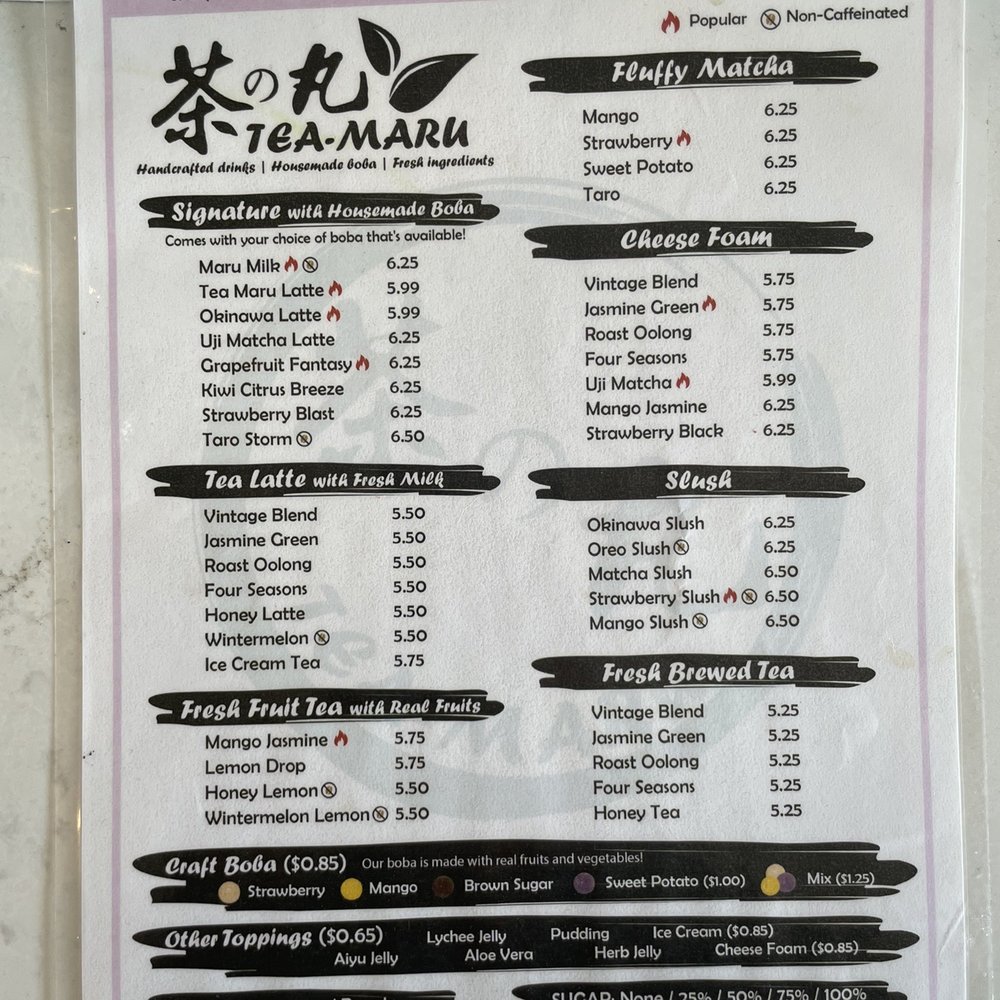 Tea Maru - Menu - Bubble Tea Near Me - Irvine, California Tea Maru - Menu - Bubble Tea Near Me - Irvine, California
