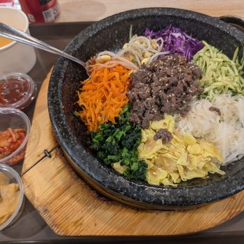 Sogongdong Tofu & BBQ - Hot Stone Bowl Bibimbap complete order. *Drink sold separately. - Korean Near Me - Mesa, Arizona Sogongdong Tofu & BBQ - Hot Stone Bowl Bibimbap complete order. *Drink sold separately. - Korean Near Me - Mesa, Arizona