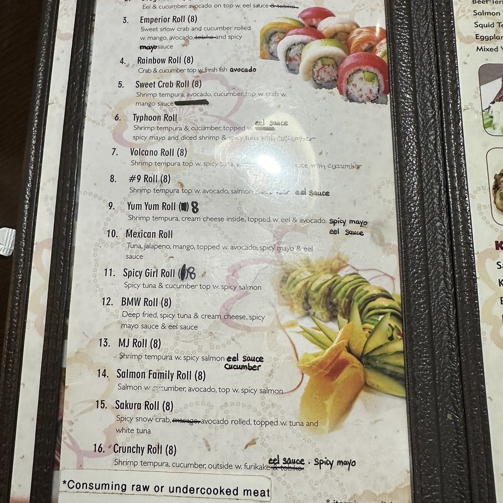 All you can eat sushi menu All you can eat sushi menu